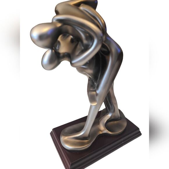 SCULPTURE Languid Dancers In A Passionate‎ Embrace Heavy Hardwood Base 15" - Picture 5 of 12